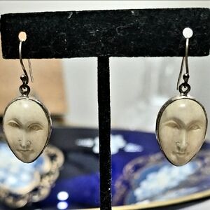 925 Bison Bone Goddess Moon Earrings Sterling Sale-